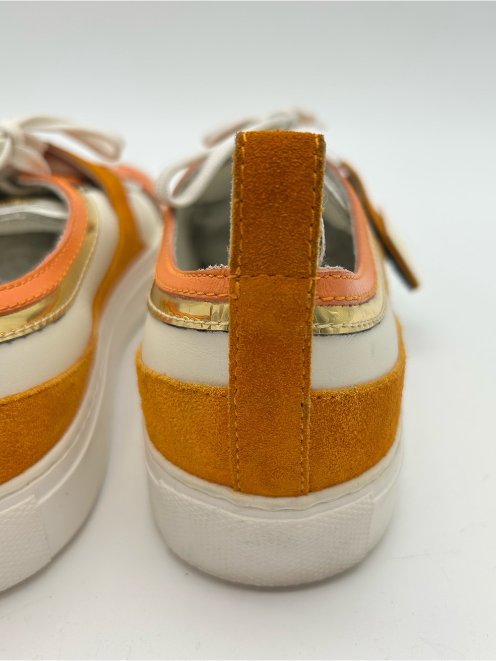 Giuseppe Zanotti Zenas Orange, White & Gold Leather Sneakers size 37 - Picture 9 of 11